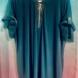 Elegant Teal Zippered Women's Top